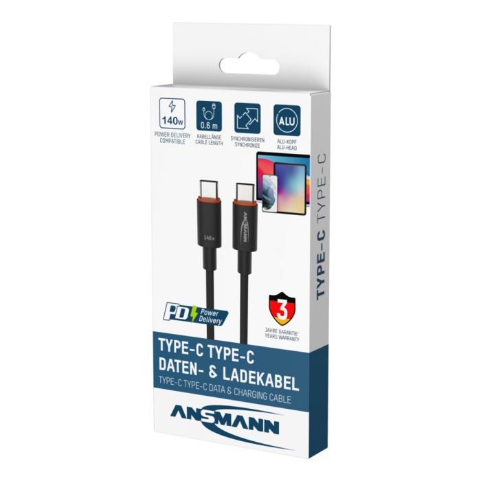 USB Typ-C Kabel anthrazit 60 cm / 120cm / 200cm
