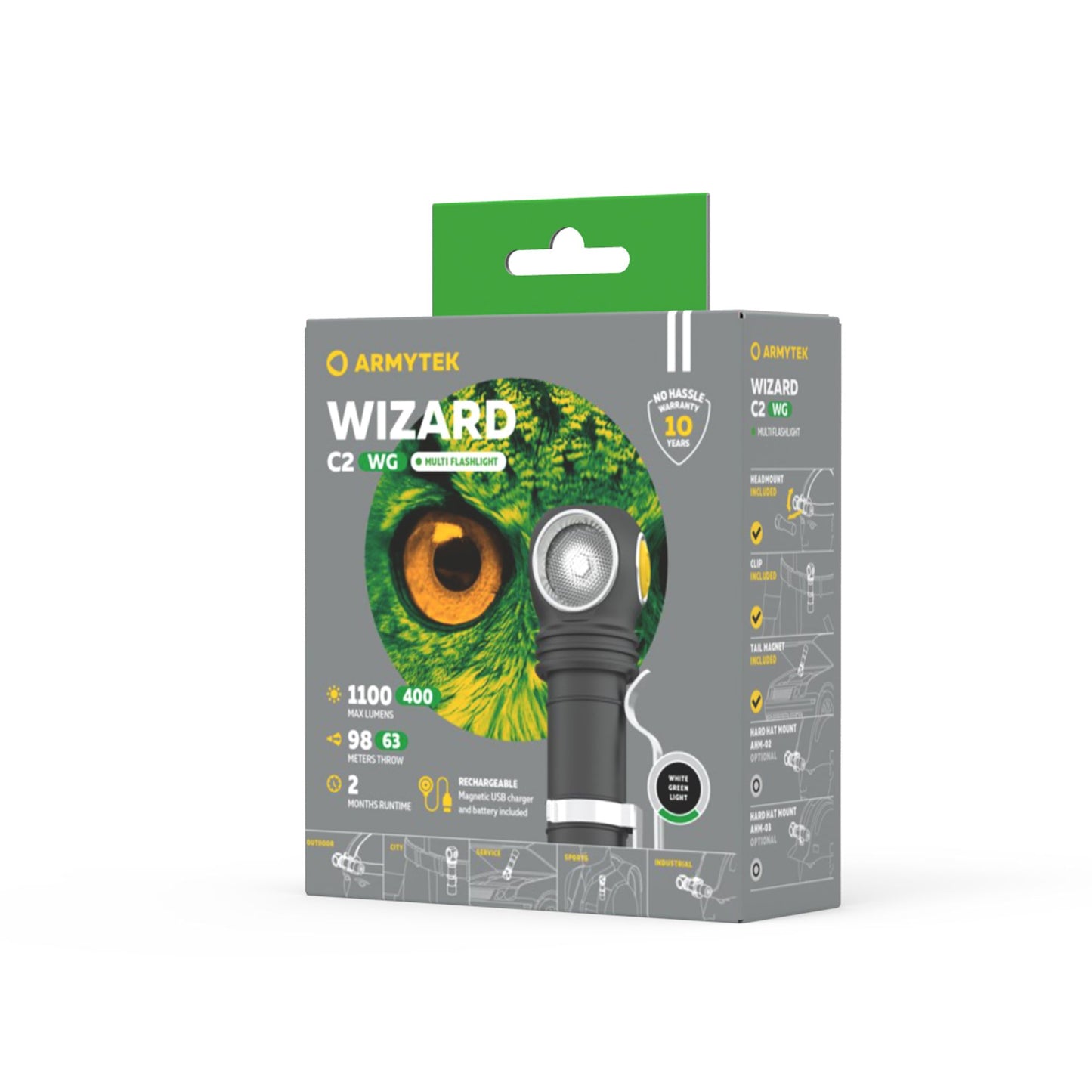Armytek Wizard C2 WG Magnet USB Warmweiß / Kaltweiß + Grün