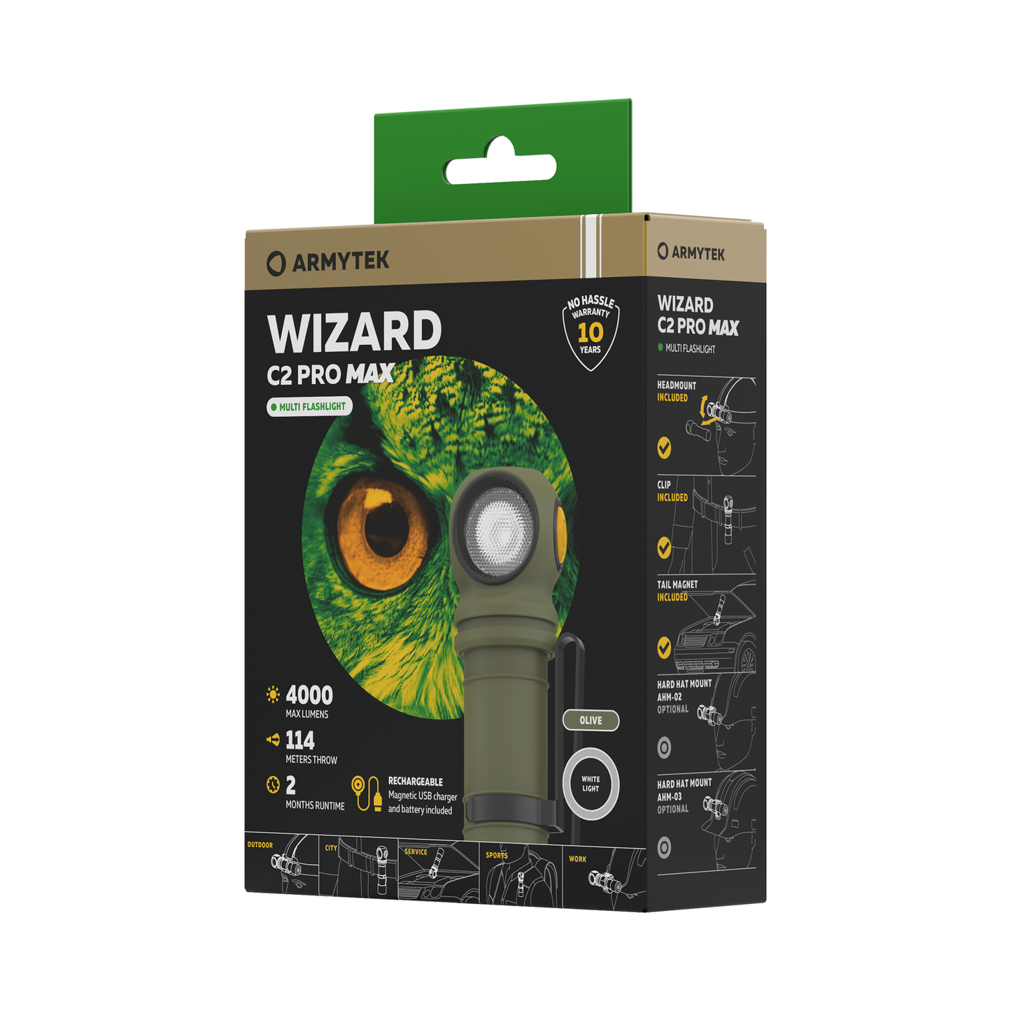 Armytek Wizard C2 Pro Max Magnet USB Olive Kaltweiß