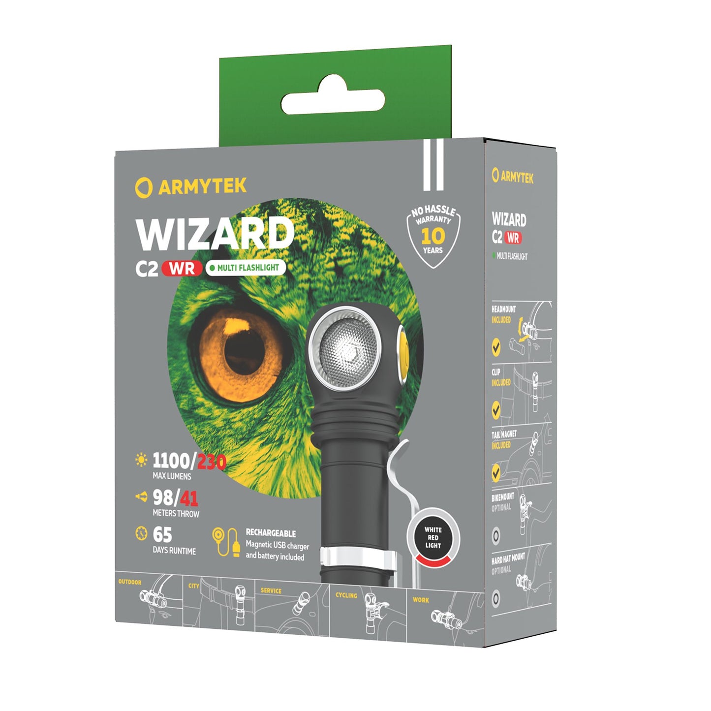 Armytek Wizard C2 WR Magnet USB Kaltweiß / Warmweiß + Rot