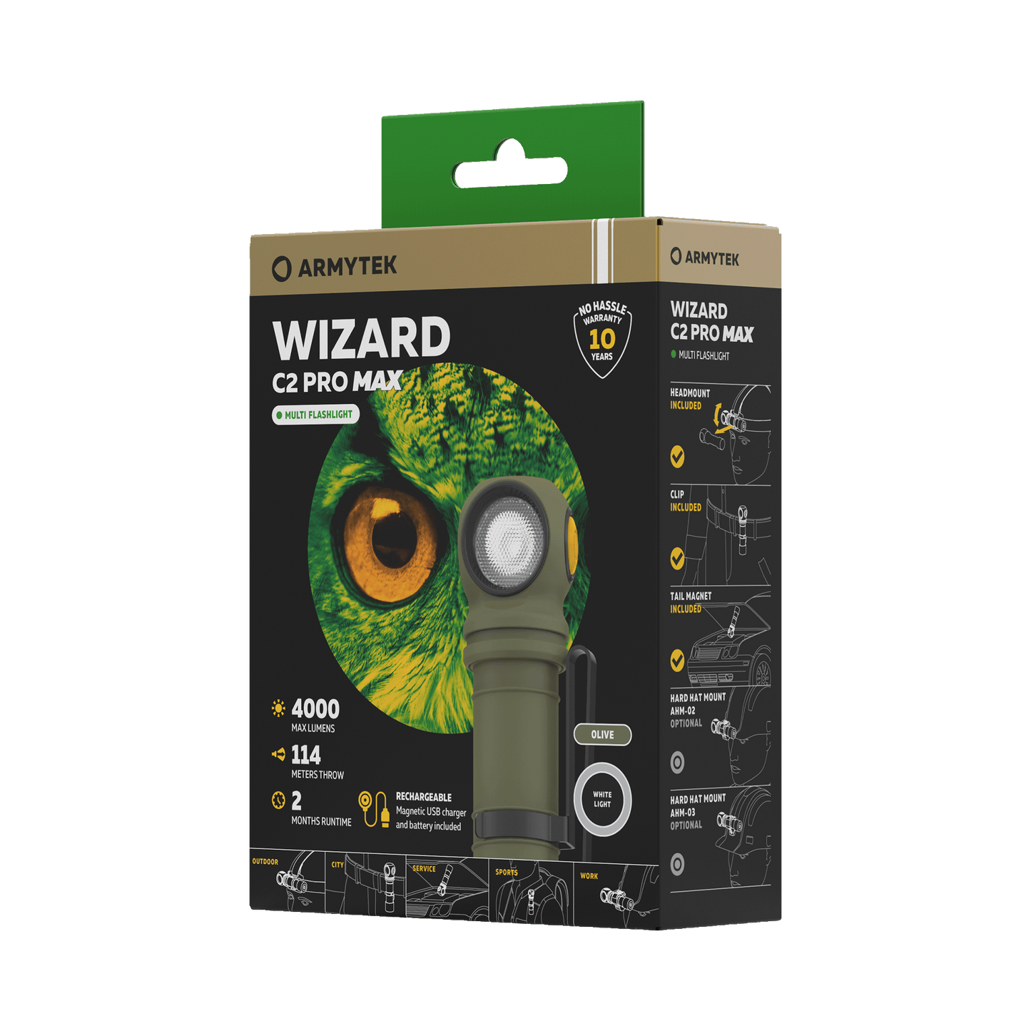 Armytek Wizard C2 Pro Max Magnet USB Olive Kaltweiß