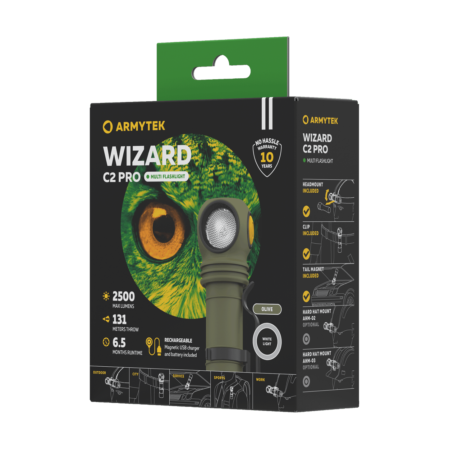 Armytek Wizard C2 Pro Magnet USB Olive Kaltweiß
