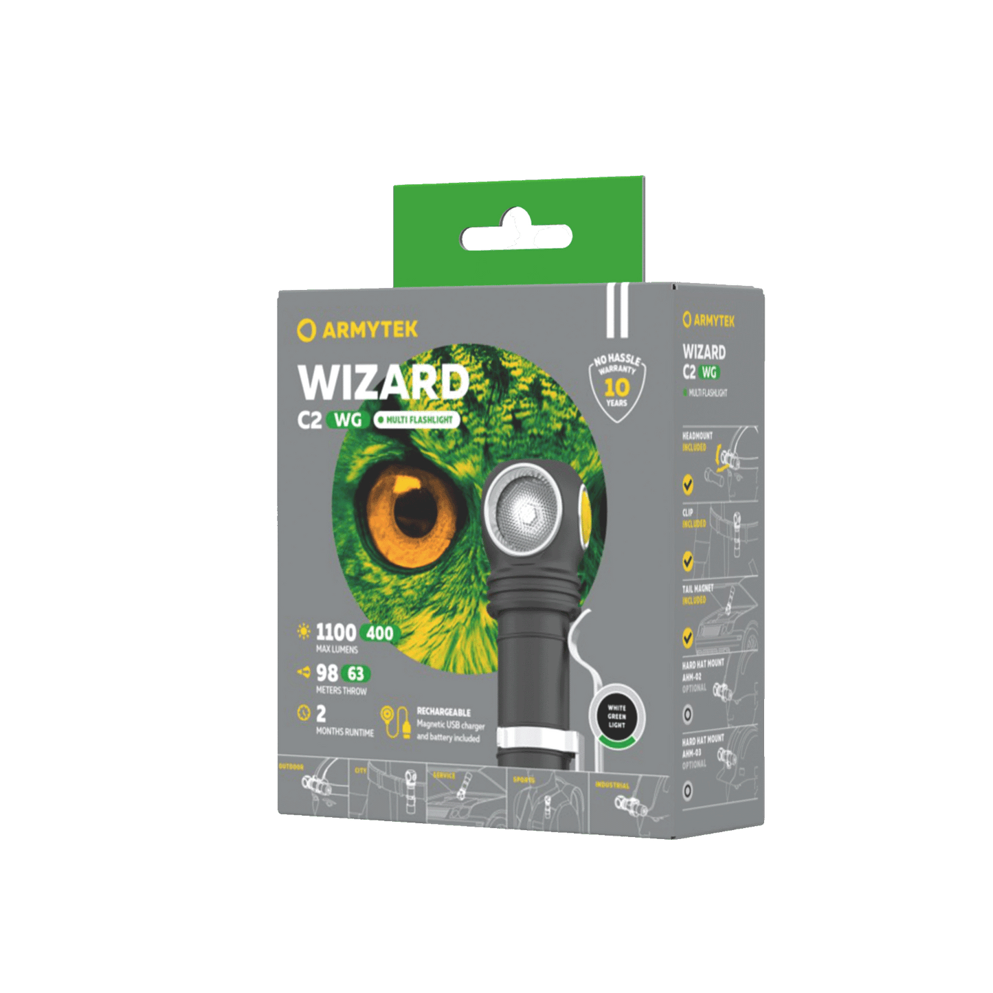 Armytek Wizard C2 WG Magnet USB Warmweiß / Kaltweiß + Grün