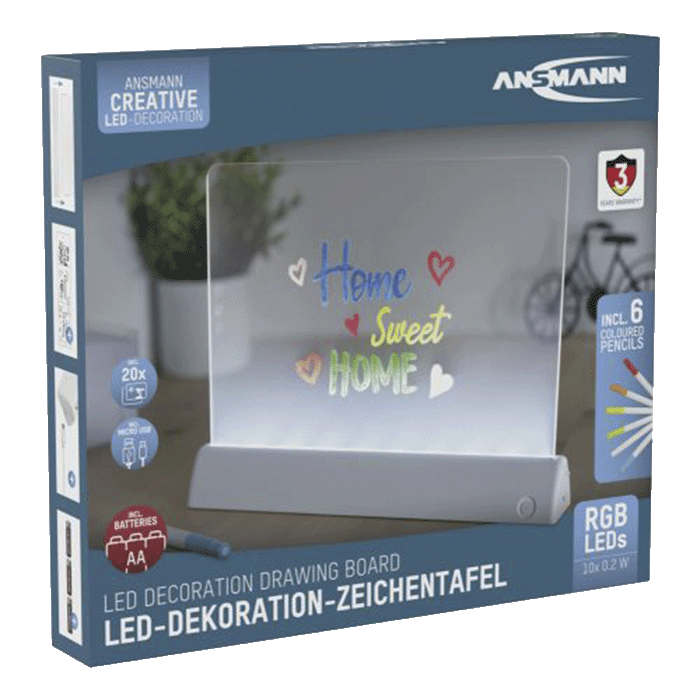 ANSMANN LED-Dekorationzeichentafel batteriebetrieben