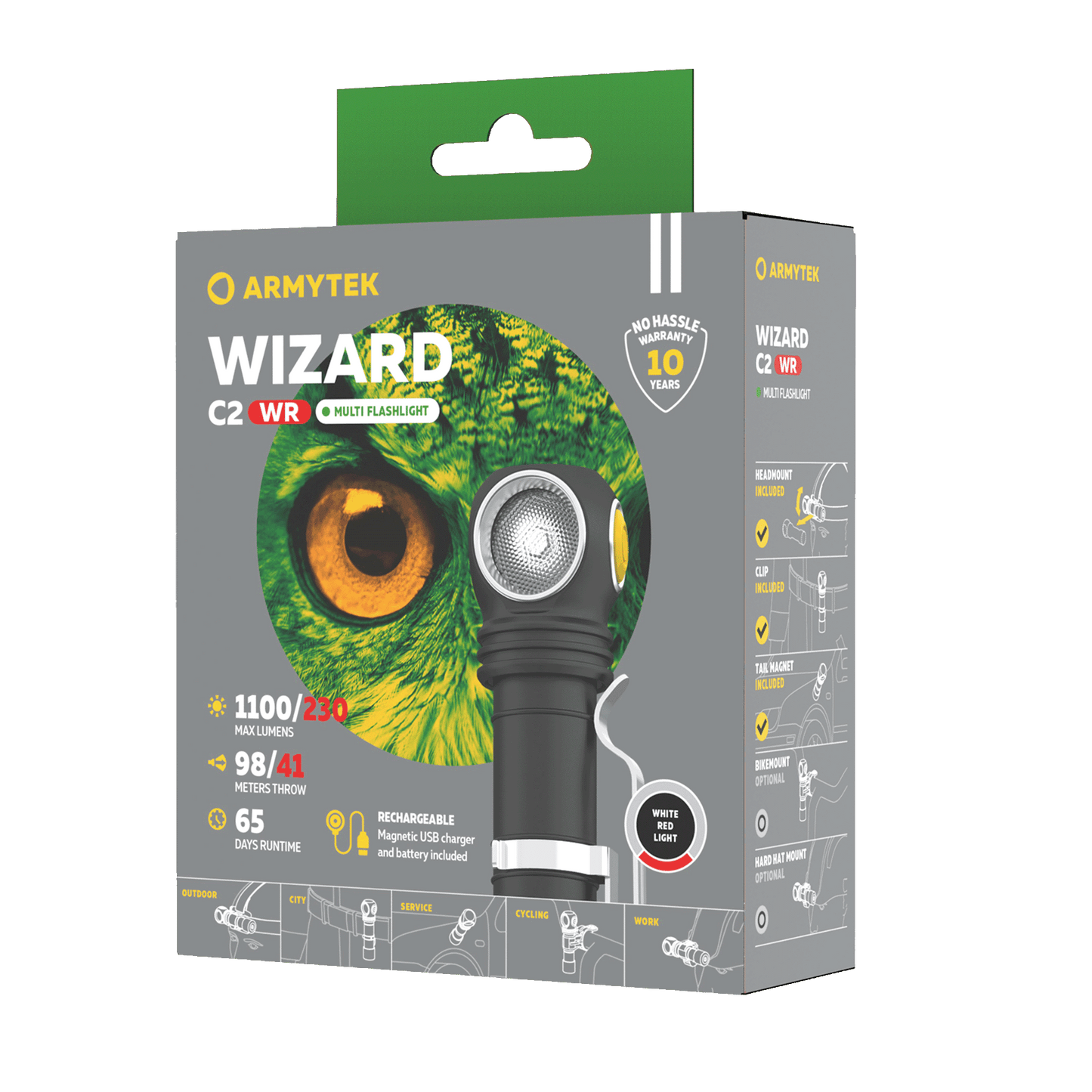 Armytek Wizard C2 WR Magnet USB Kaltweiß / Warmweiß + Rot